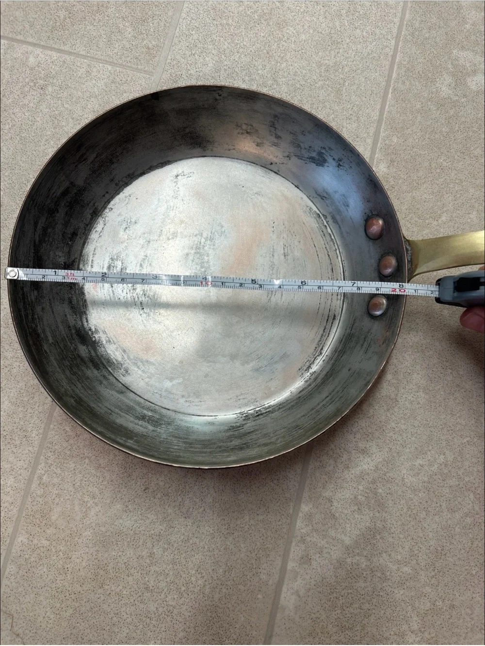 BAZAAR DE LA CUISINE NY/NY SOLID COPPER PAN WITH BRASS HANDLE  8” Upscale Cook